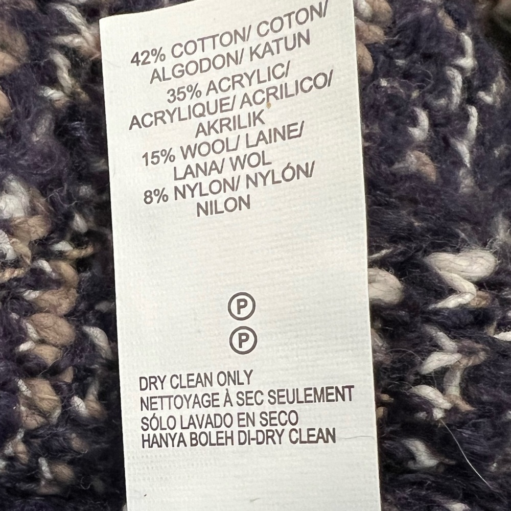 Lucky Brand Geo Intarsia Wrap Waterfall Sweater Size Small Wool Blend Size M - Picture 7 of 8